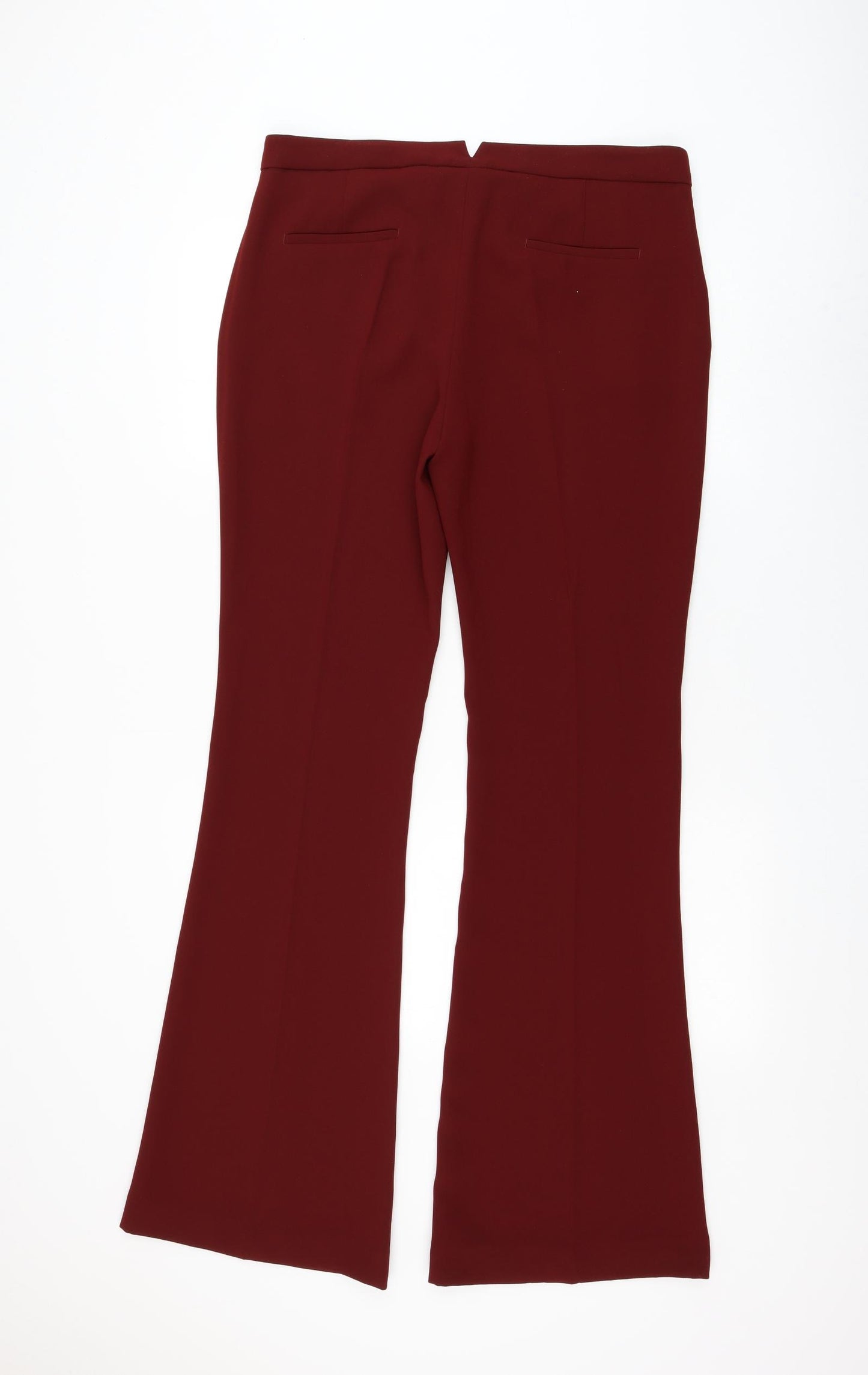 Zara Womens Red Polyester Trousers Size L L34 in Regular Zip