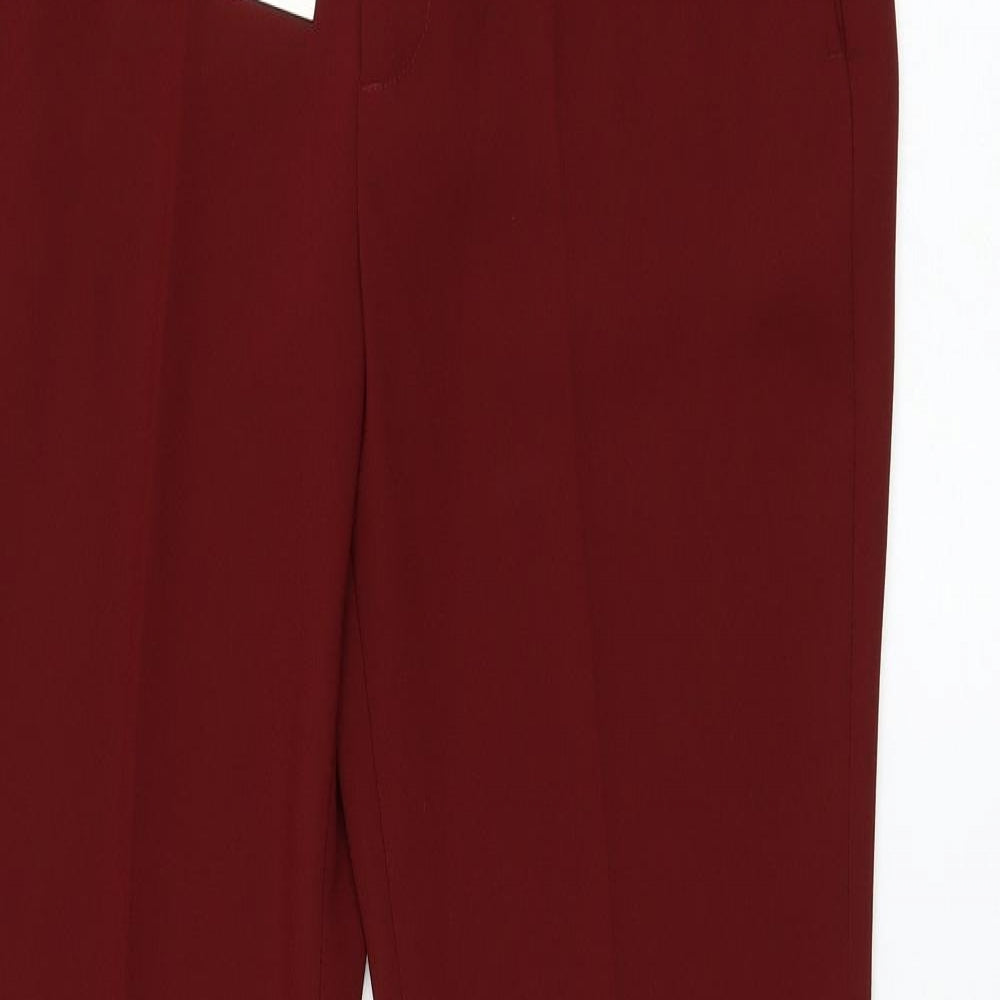 Zara Womens Red Polyester Trousers Size L L34 in Regular Zip