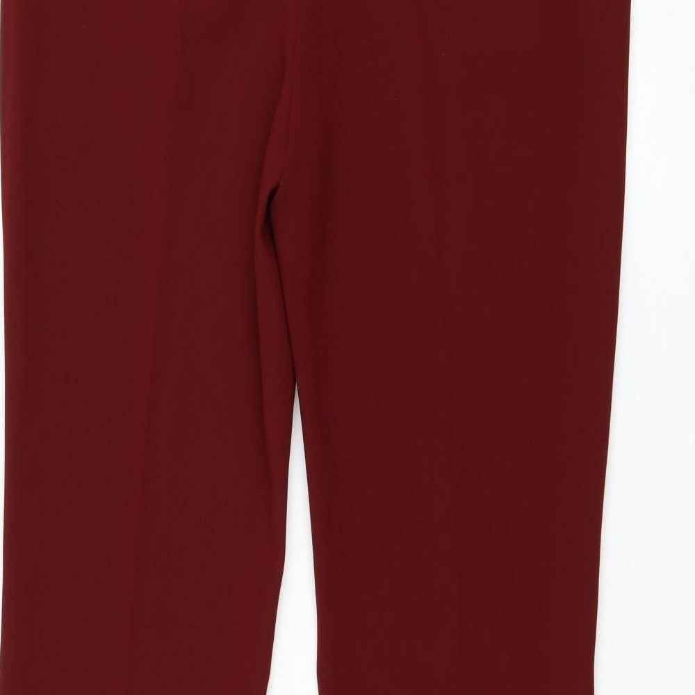 Zara Womens Red Polyester Trousers Size L L34 in Regular Zip