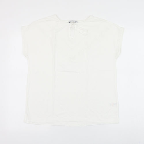 Gallery Womens White Polyester Basic Blouse Size S Round Neck