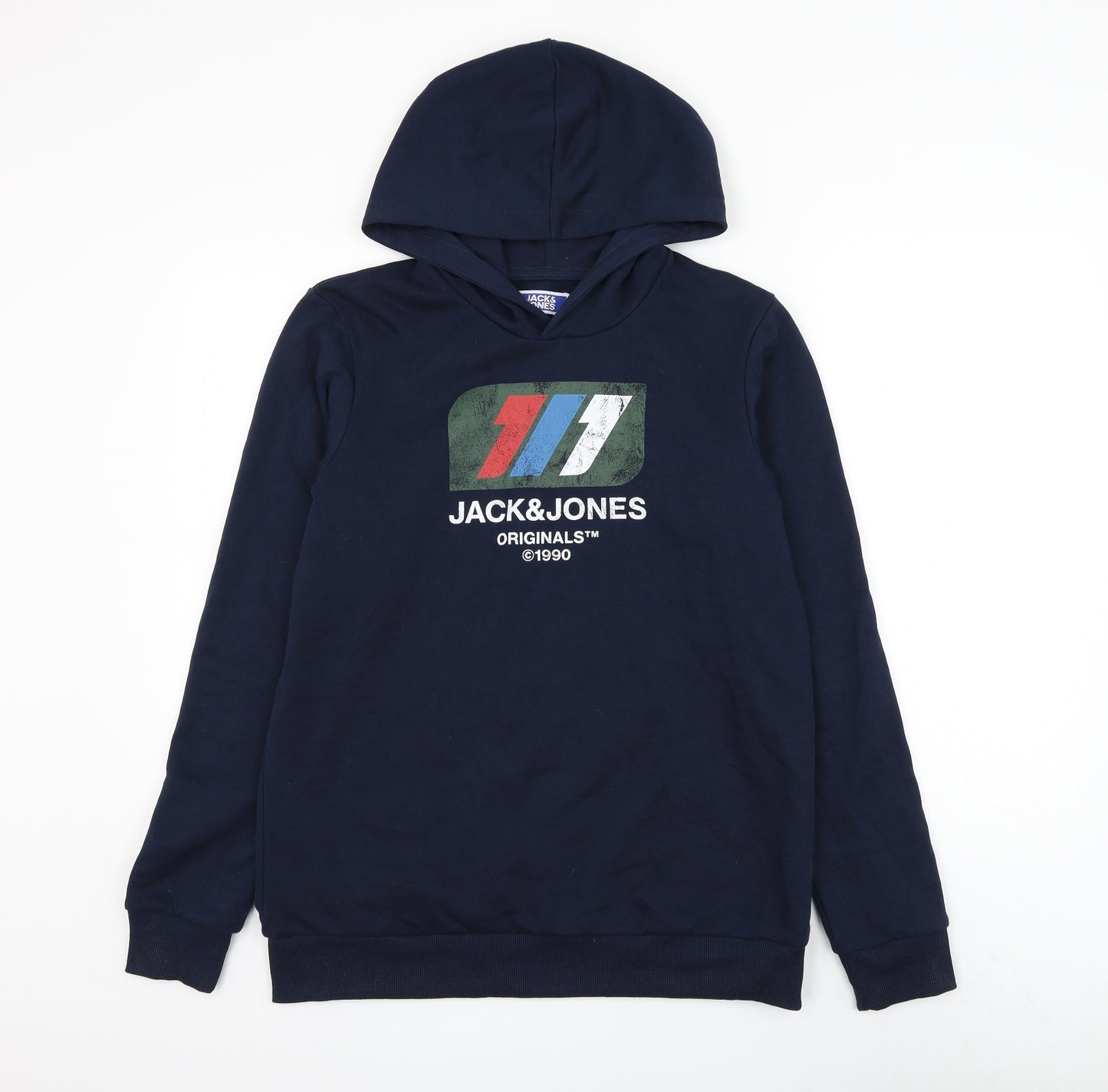 JACK & JONES Boys Blue Cotton Pullover Hoodie Size 14-15 Years Pullover