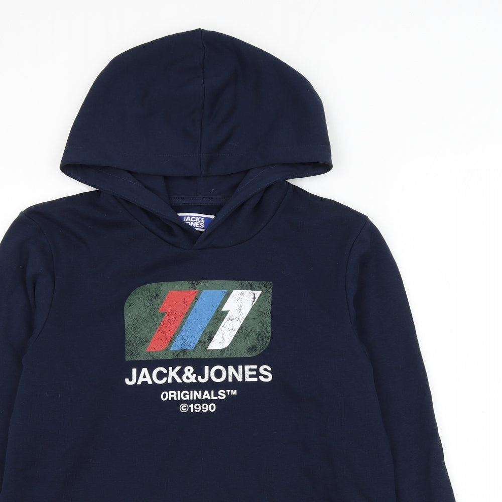 JACK & JONES Boys Blue Cotton Pullover Hoodie Size 14-15 Years Pullover