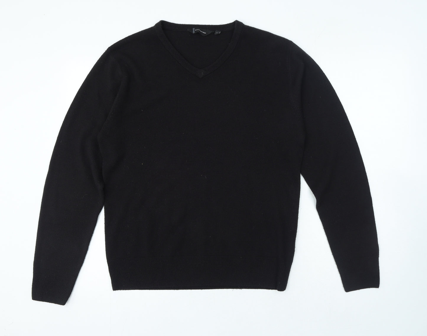 Cutting Edge Mens Black V-Neck Acrylic Pullover Jumper Size M