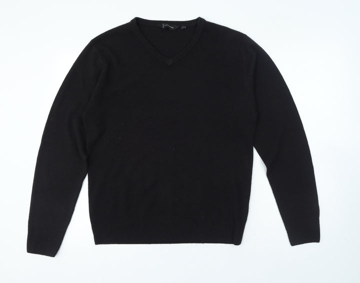Cutting Edge Mens Black V-Neck Acrylic Pullover Jumper Size M