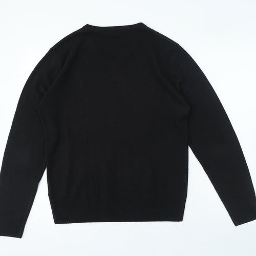 Cutting Edge Mens Black V-Neck Acrylic Pullover Jumper Size M