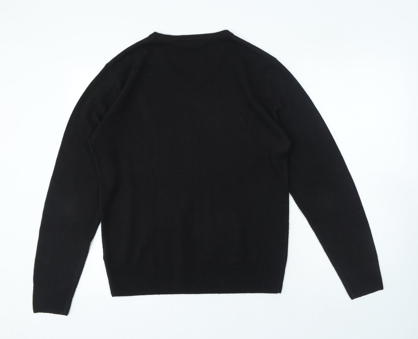 Cutting Edge Mens Black V-Neck Acrylic Pullover Jumper Size M