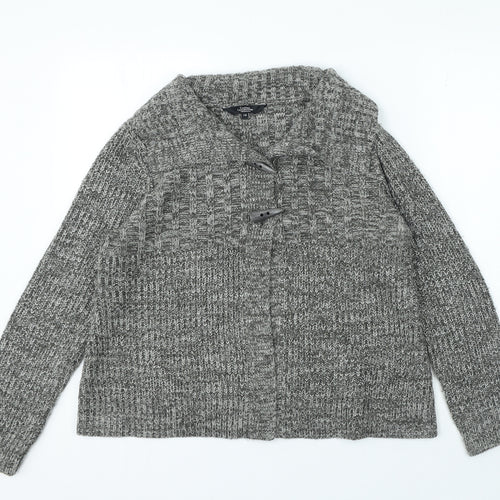 Debenhams Womens Grey Round Neck Acrylic Cardigan Jumper Size M - Toggle Closure