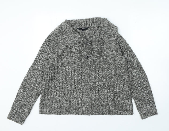 Debenhams Womens Grey Round Neck Acrylic Cardigan Jumper Size M - Toggle Closure