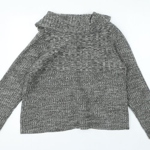 Debenhams Womens Grey Round Neck Acrylic Cardigan Jumper Size M - Toggle Closure