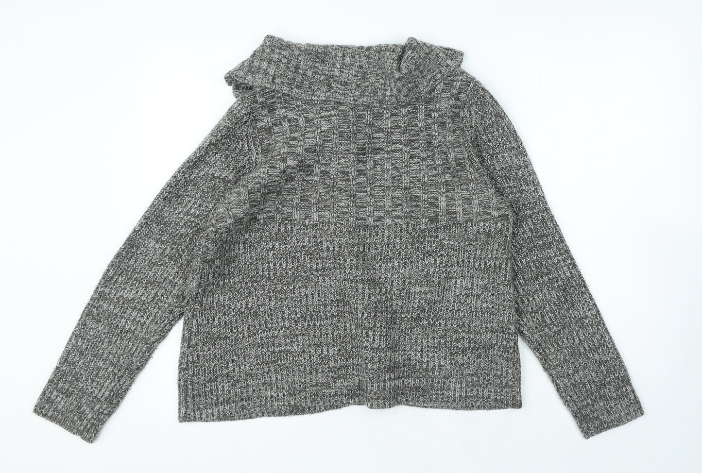 Debenhams Womens Grey Round Neck Acrylic Cardigan Jumper Size M - Toggle Closure