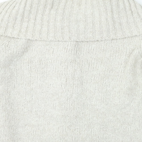 Moda Womens Beige V-Neck Acrylic Cardigan Jumper Size 14 - Snap Closure