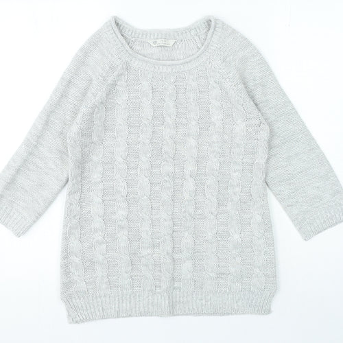 Love Knitwear Womens Grey Round Neck Acrylic Pullover Jumper Size 8