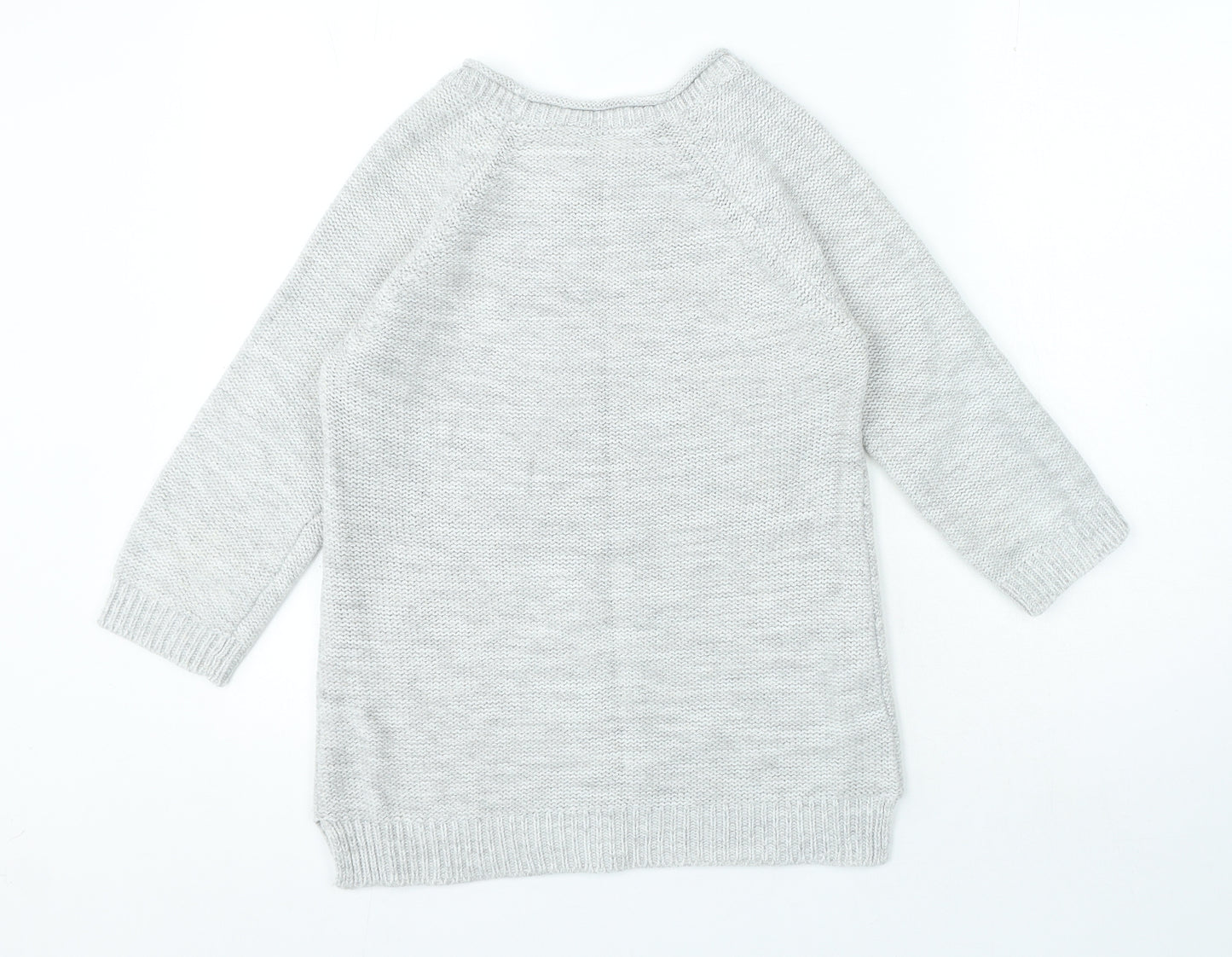 Love Knitwear Womens Grey Round Neck Acrylic Pullover Jumper Size 8