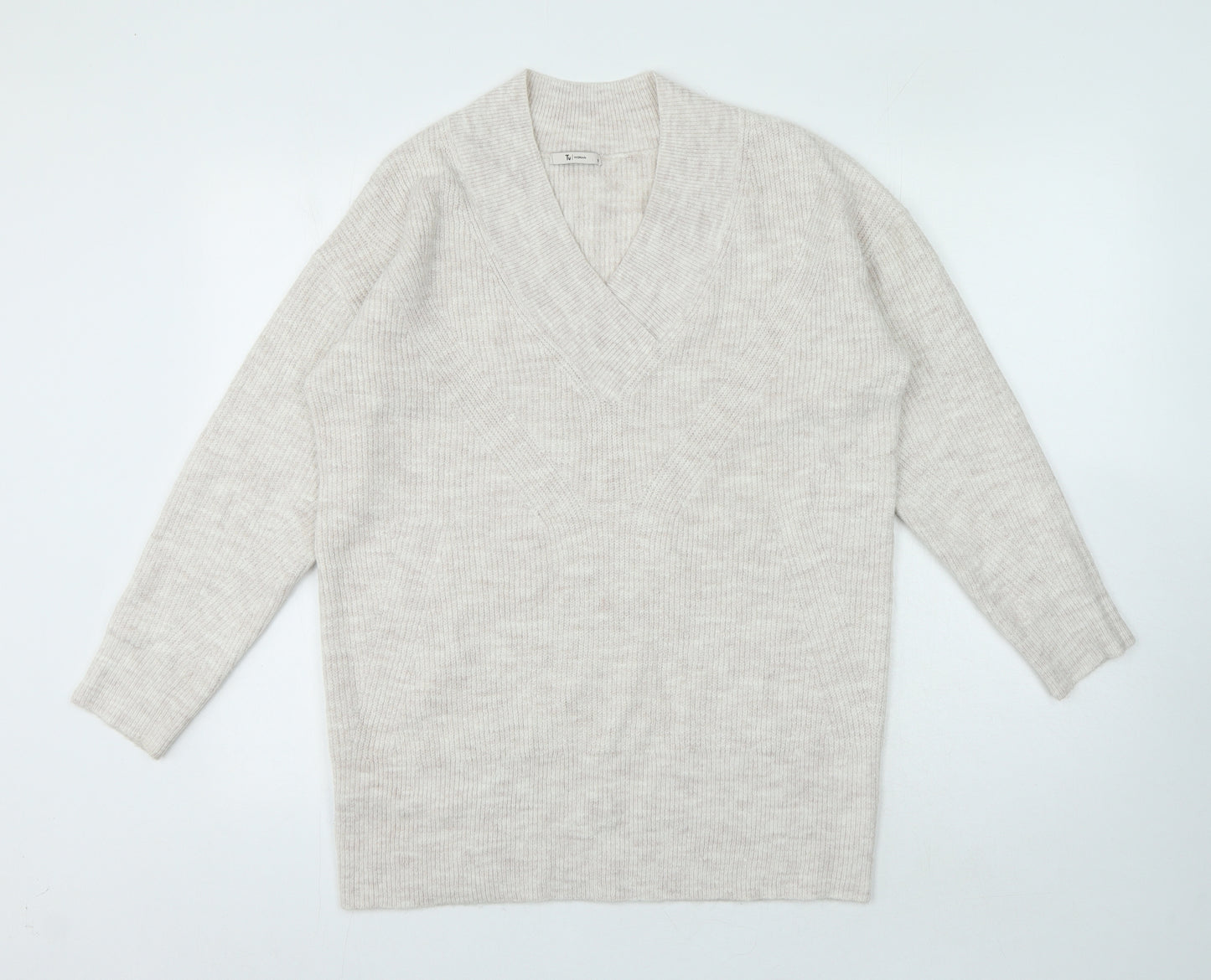 TU Womens Pink V-Neck Acrylic Pullover Jumper Size 12
