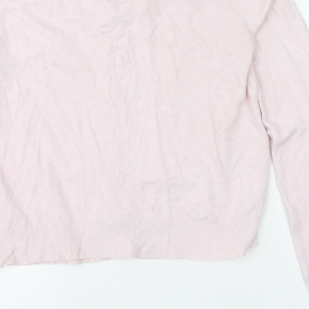 Marks and Spencer Womens Pink Round Neck Viscose Cardigan Jumper Size 8
