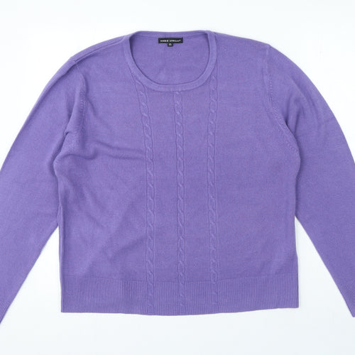 Debbie Morgan Womens Purple Round Neck Acrylic Pullover Jumper Size 2XL