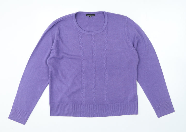 Debbie Morgan Womens Purple Round Neck Acrylic Pullover Jumper Size 2XL
