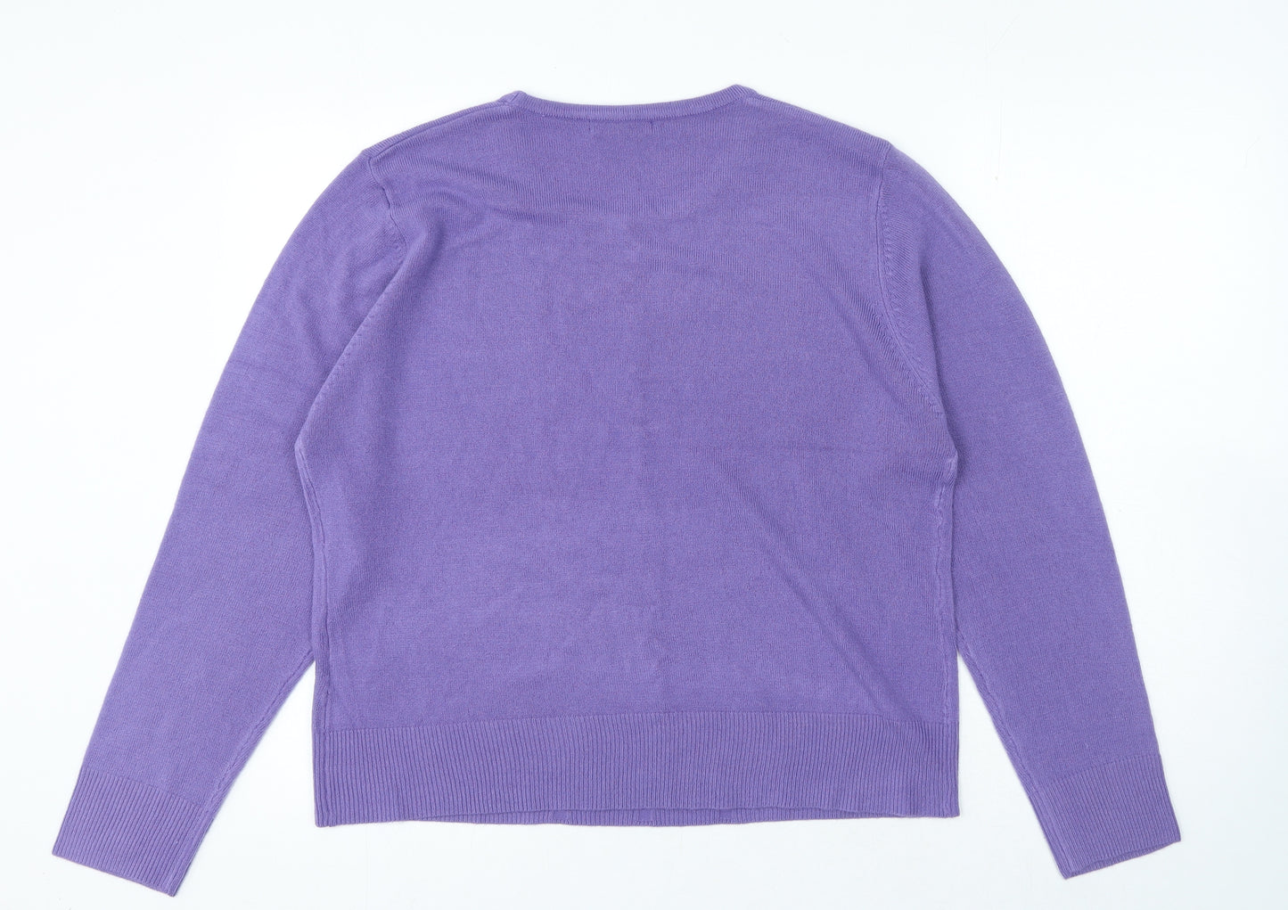 Debbie Morgan Womens Purple Round Neck Acrylic Pullover Jumper Size 2XL