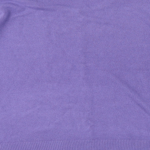 Debbie Morgan Womens Purple Round Neck Acrylic Pullover Jumper Size 2XL