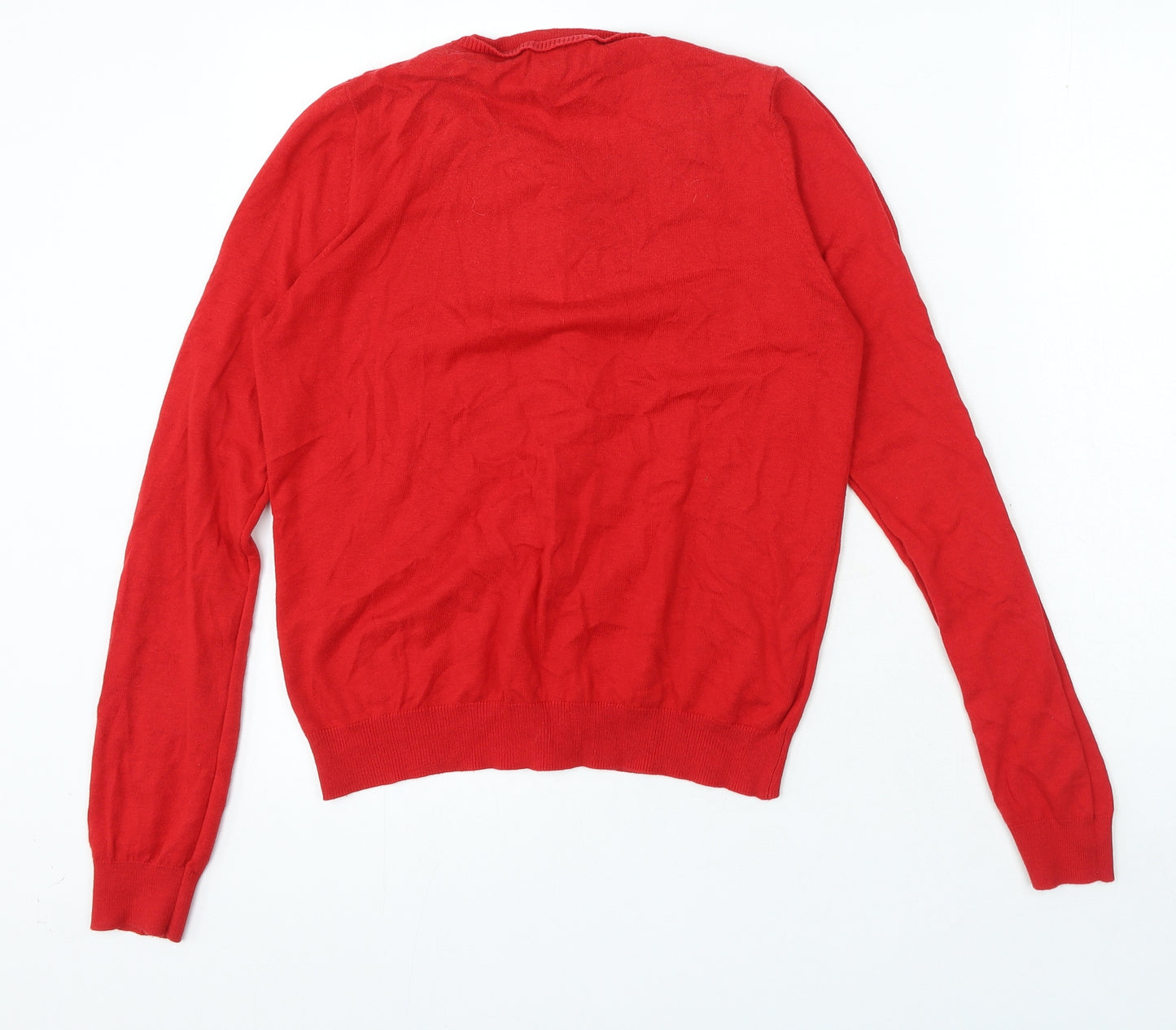 NEXT Womens Red Round Neck Cotton Cardigan Jumper Size 12