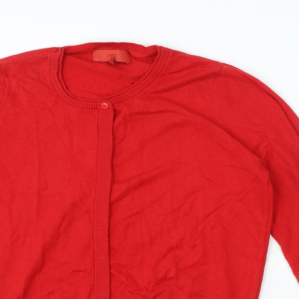 NEXT Womens Red Round Neck Cotton Cardigan Jumper Size 12