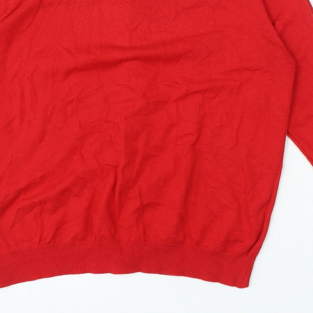 NEXT Womens Red Round Neck Cotton Cardigan Jumper Size 12
