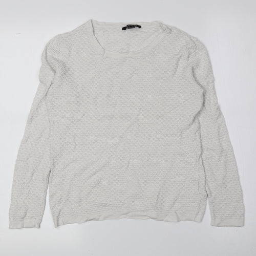 ESMARA Womens White Boat Neck Viscose Pullover Jumper Size S