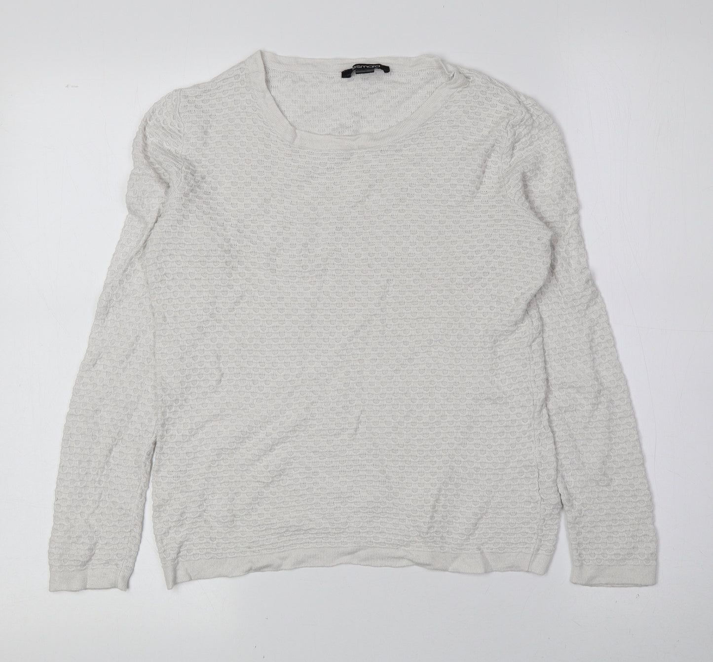 ESMARA Womens White Boat Neck Viscose Pullover Jumper Size S