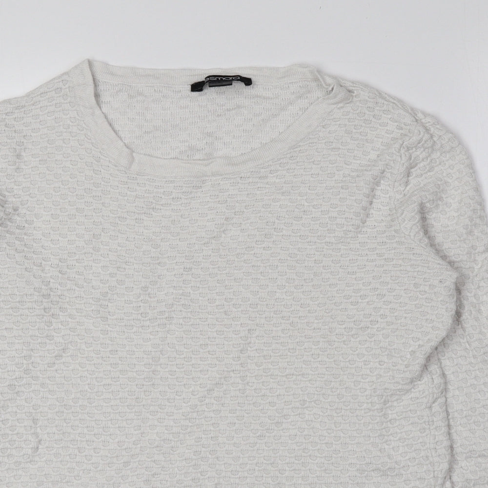 ESMARA Womens White Boat Neck Viscose Pullover Jumper Size S