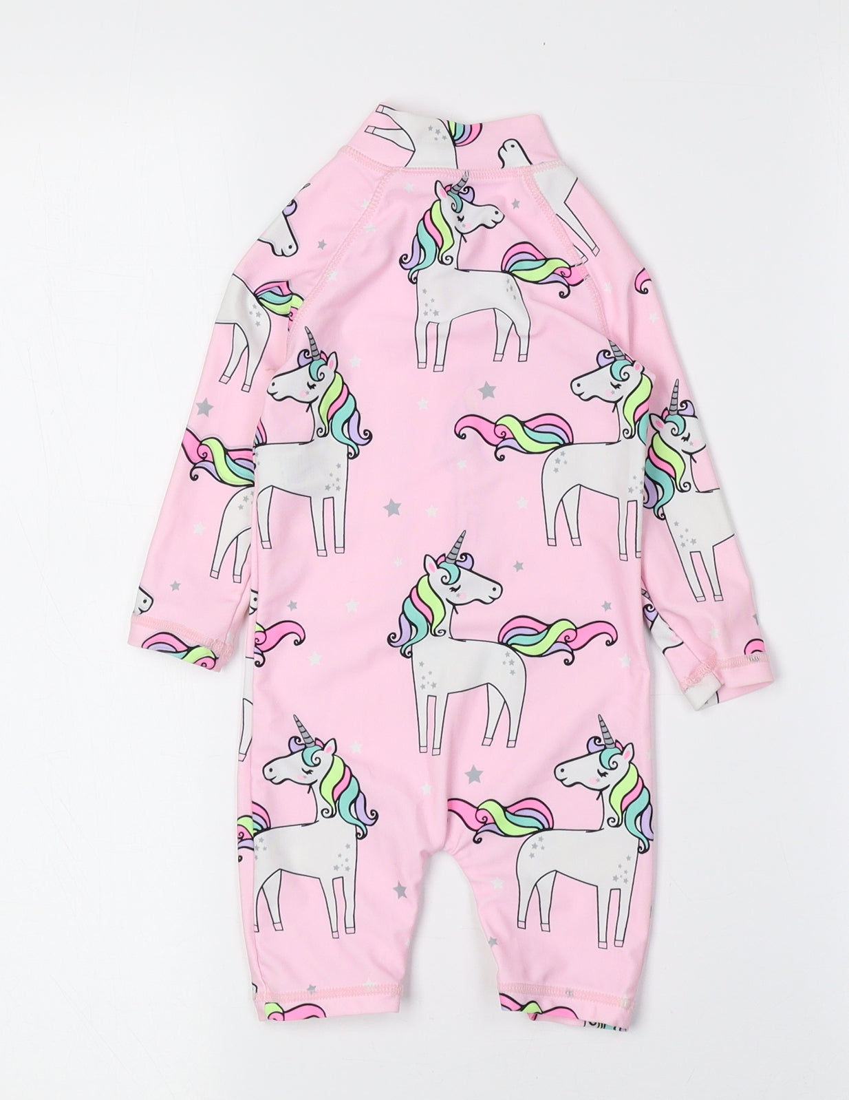 Dunnes Stores Multicoloured Geometric Polyester Catsuit Outfit/Set Size 6-9 Months Zip - Unicorn