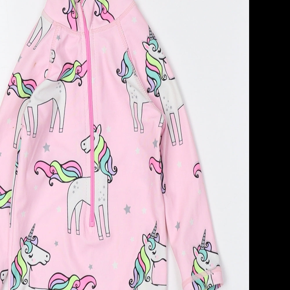 Dunnes Stores Multicoloured Geometric Polyester Catsuit Outfit/Set Size 6-9 Months Zip - Unicorn