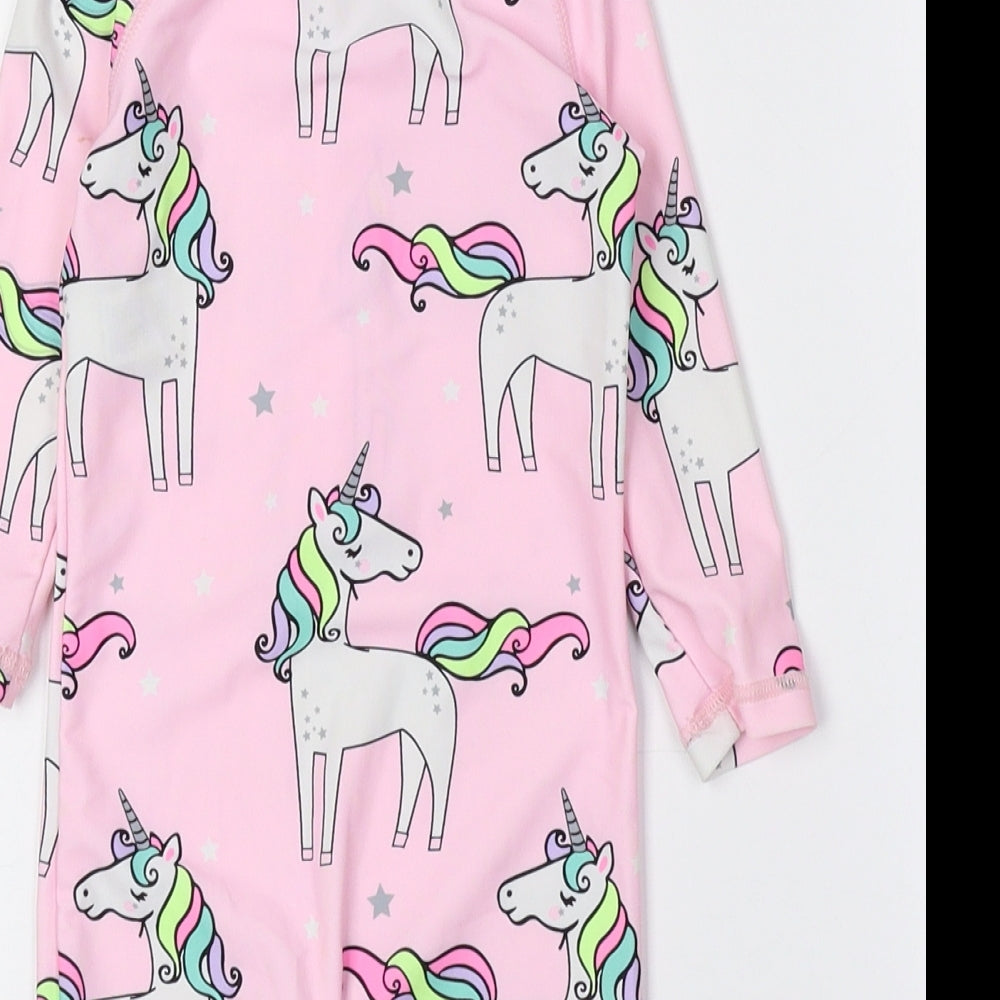 Dunnes Stores Multicoloured Geometric Polyester Catsuit Outfit/Set Size 6-9 Months Zip - Unicorn