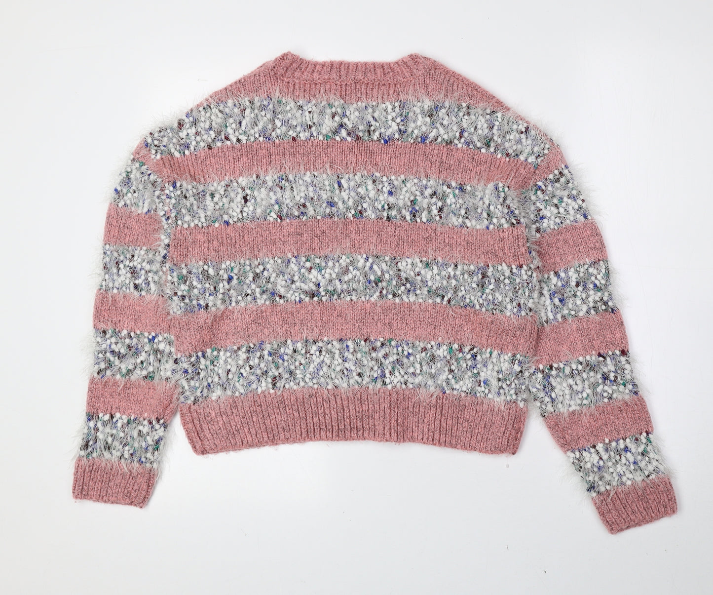 New Look Womens Multicoloured Crew Neck Striped Acrylic Pullover Jumper Size S