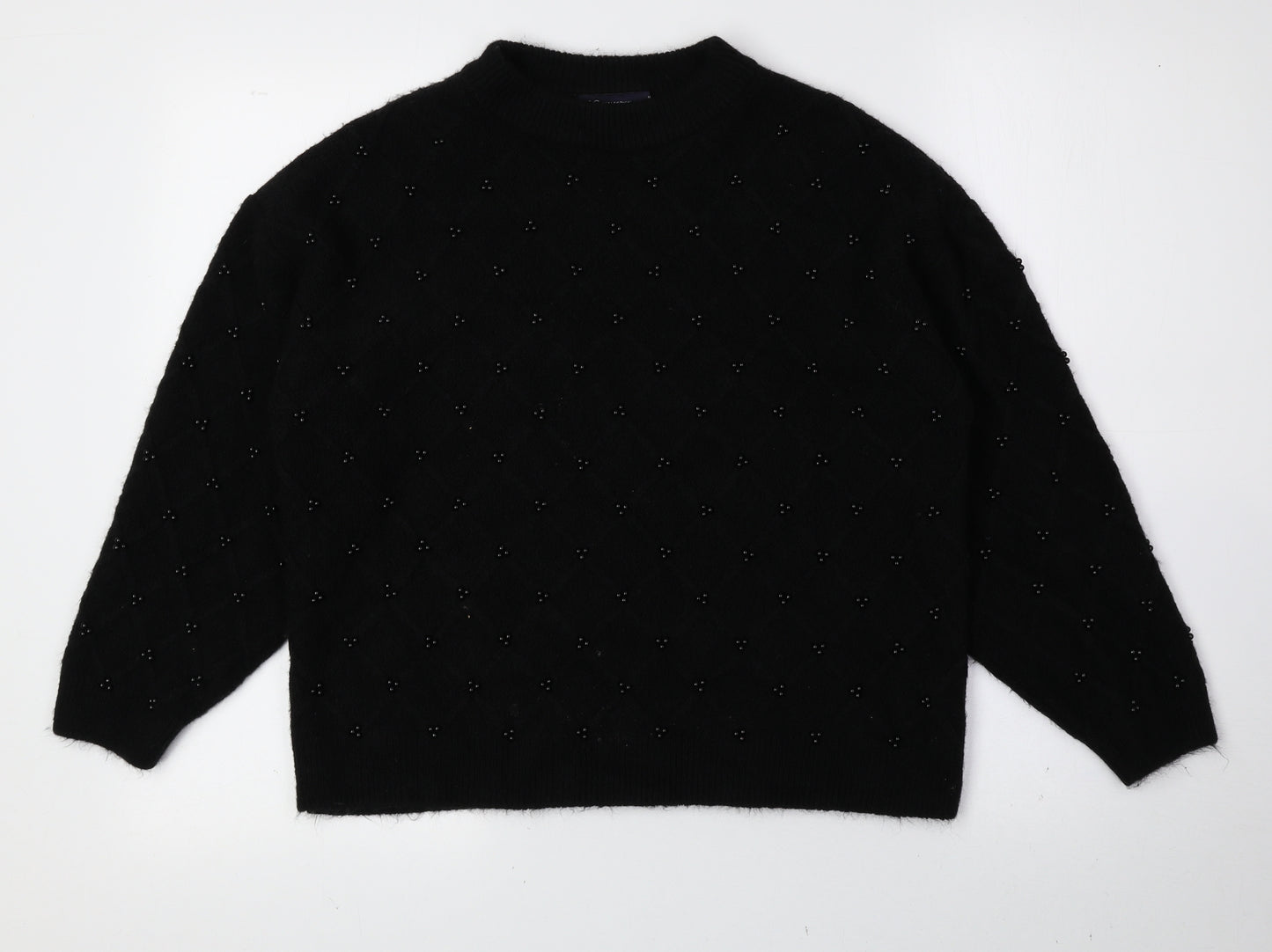 Marks and Spencer Womens Black Crew Neck Acrylic Pullover Jumper Size M