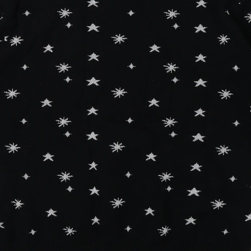 Collectif Womens Black Boat Neck Geometric Cotton Pullover Jumper Size 18 - Stars