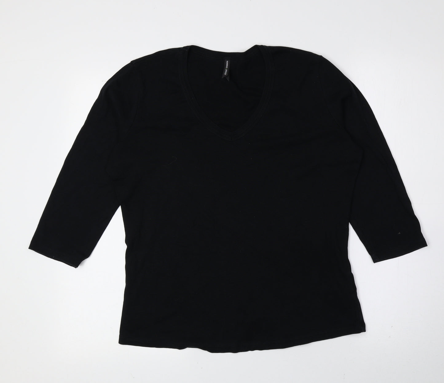 Marks and Spencer Womens Black V-Neck 100% Cotton Pullover Jumper Size 18