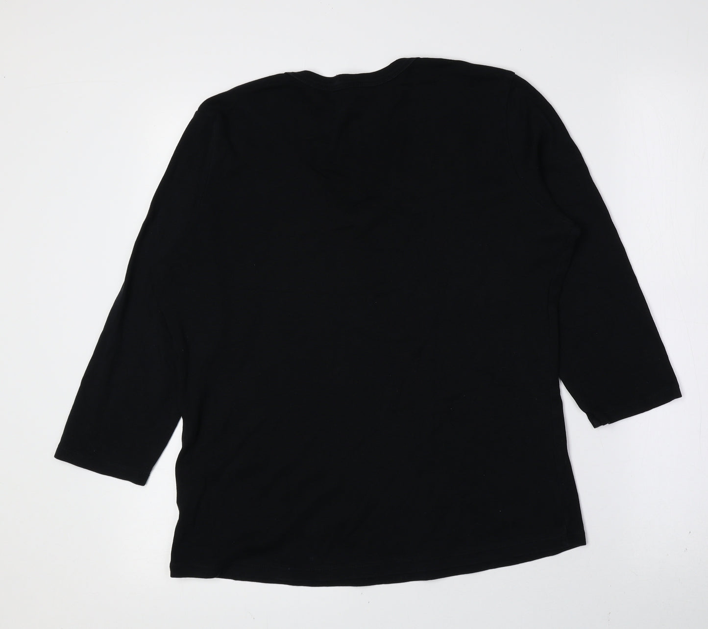 Marks and Spencer Womens Black V-Neck 100% Cotton Pullover Jumper Size 18