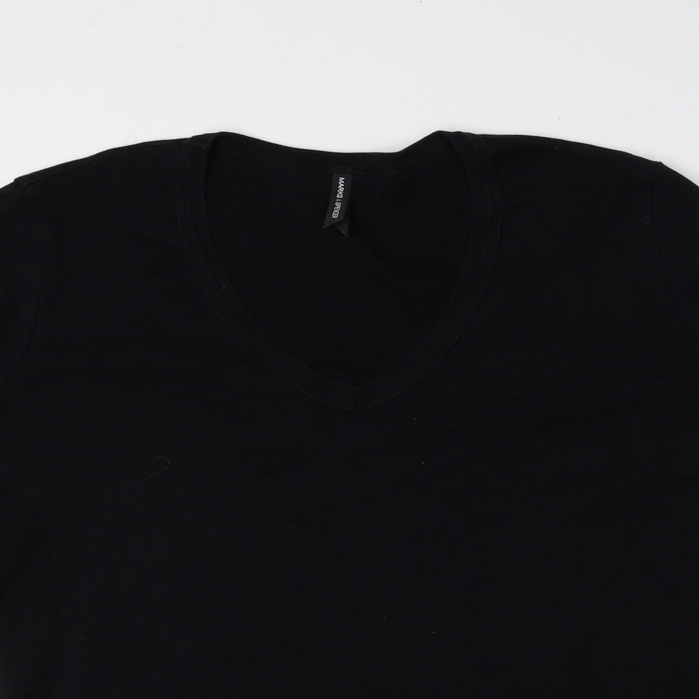Marks and Spencer Womens Black V-Neck 100% Cotton Pullover Jumper Size 18