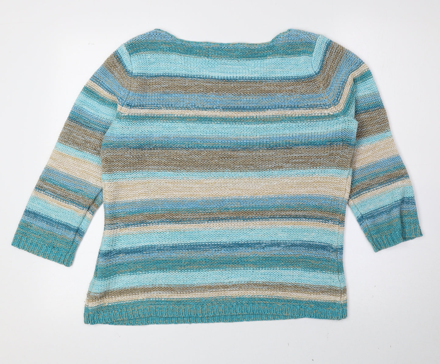 Paramour Womens Multicoloured Boat Neck Striped Acrylic Pullover Jumper Size M