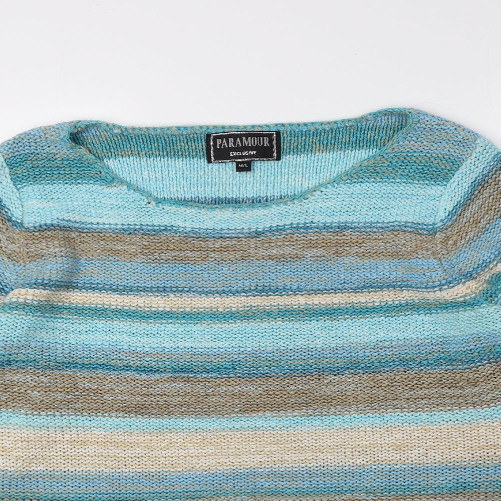 Paramour Womens Multicoloured Boat Neck Striped Acrylic Pullover Jumper Size M