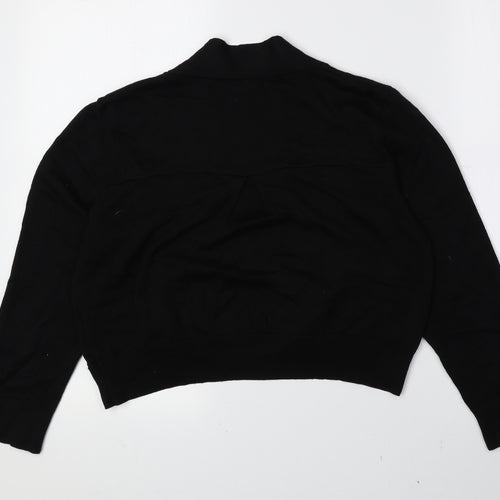 Wallis Womens Black V-Neck Cotton Cardigan Jumper Size M - Cropped