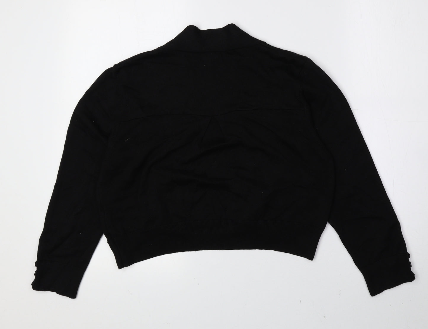 Wallis Womens Black V-Neck Cotton Cardigan Jumper Size M - Cropped