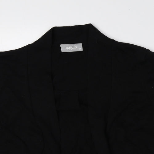 Wallis Womens Black V-Neck Cotton Cardigan Jumper Size M - Cropped