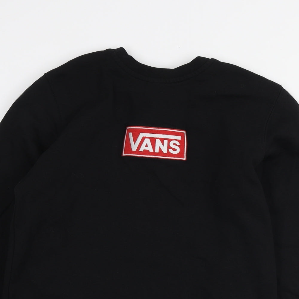 VANS Womens Black Cotton Pullover Sweatshirt Size XS Pullover - Embroidered Logo