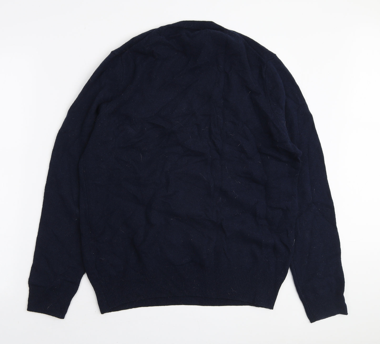Marks and Spencer Mens Blue V-Neck Wool Pullover Jumper Size L