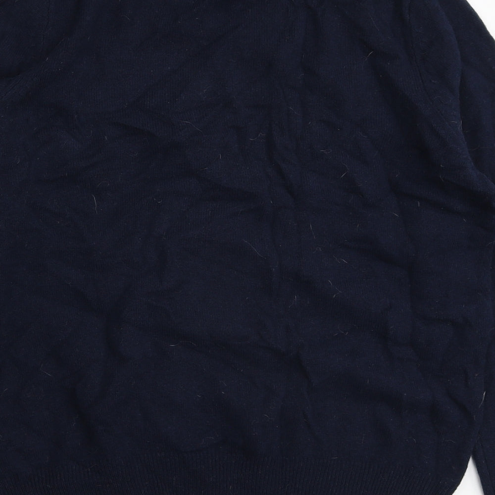 Marks and Spencer Mens Blue V-Neck Wool Pullover Jumper Size L