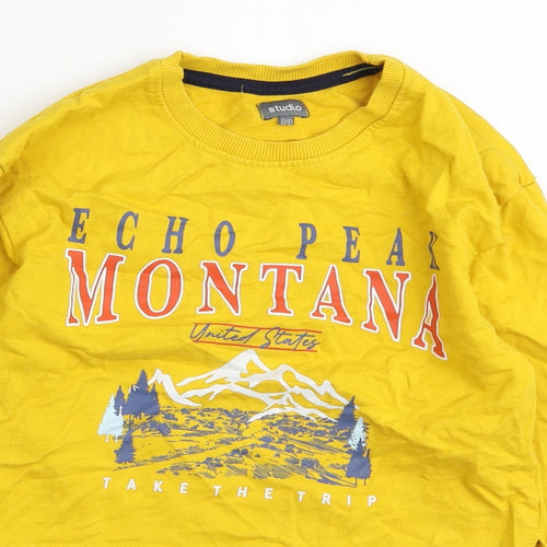 Studio Girls Yellow Cotton Pullover Sweatshirt Size 12-13 Years Pullover - Montana