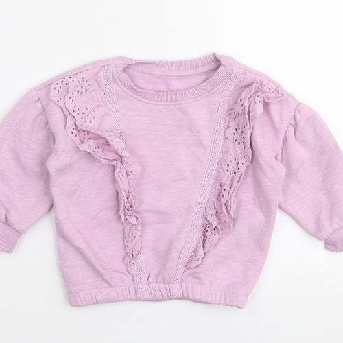 Studio Girls Purple Cotton Pullover Jumper Size 12-18 Months Pullover - Lace frill detail