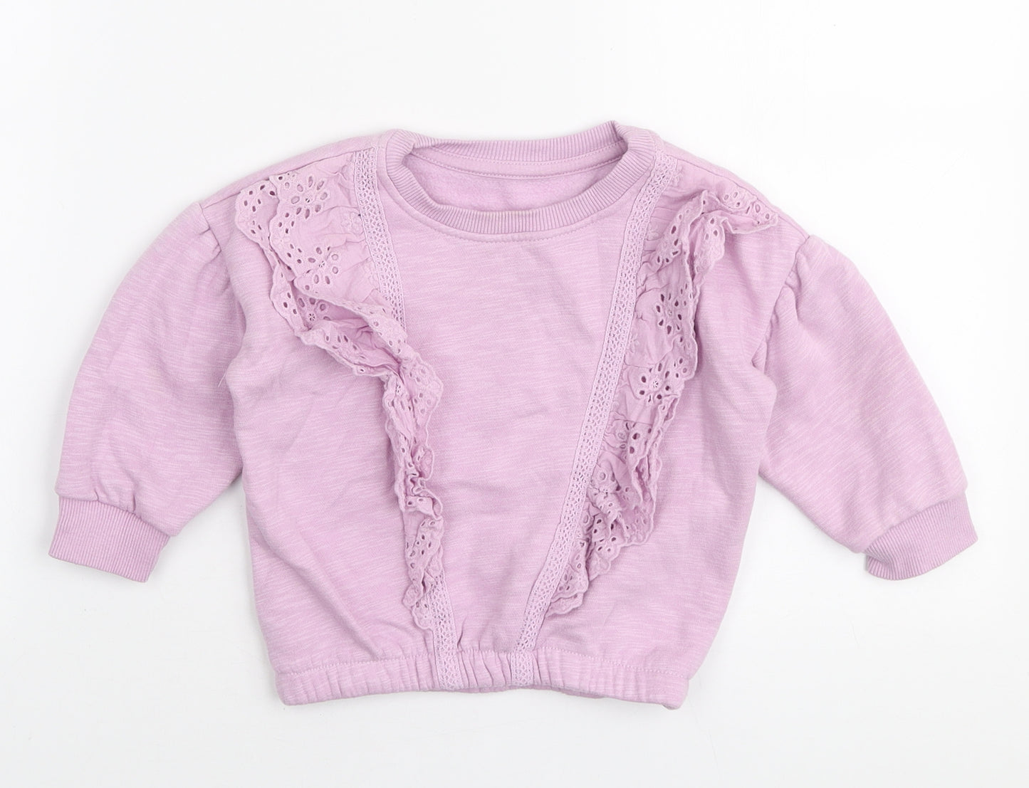 Studio Girls Purple Cotton Pullover Jumper Size 12-18 Months Pullover - Lace frill detail