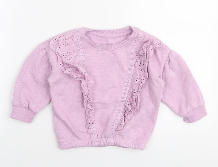 Studio Girls Purple Cotton Pullover Jumper Size 12-18 Months Pullover - Lace frill detail